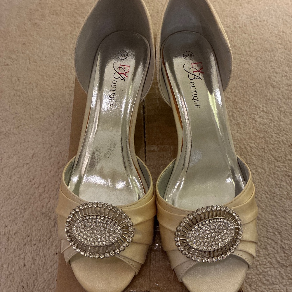 Formal Satin Peep-Toe Kitten Heel